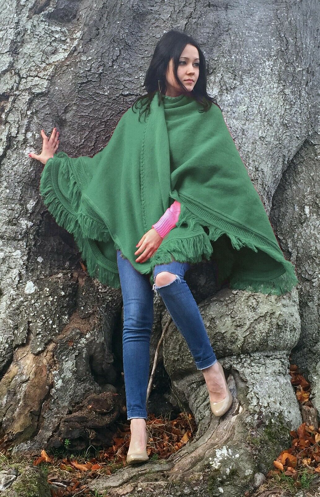 Cape Wrap Solid Alpaca Poncho - RoshelLuxe.com