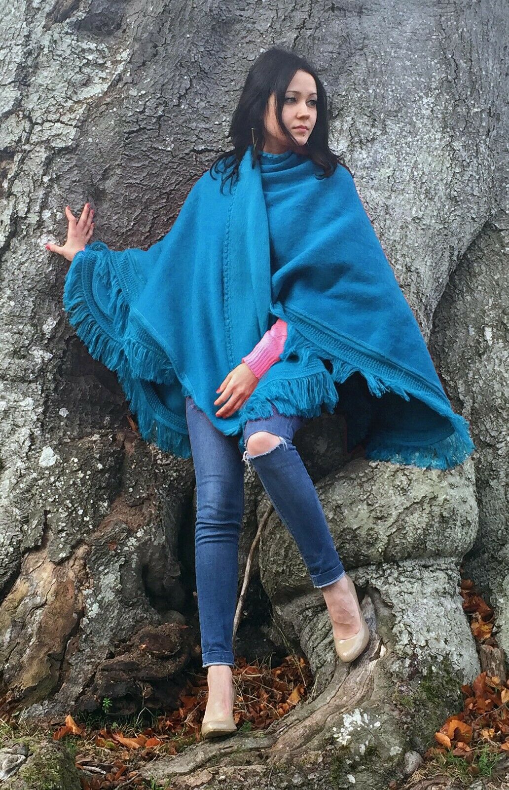 Cape Wrap Solid Alpaca Poncho - RoshelLuxe.com