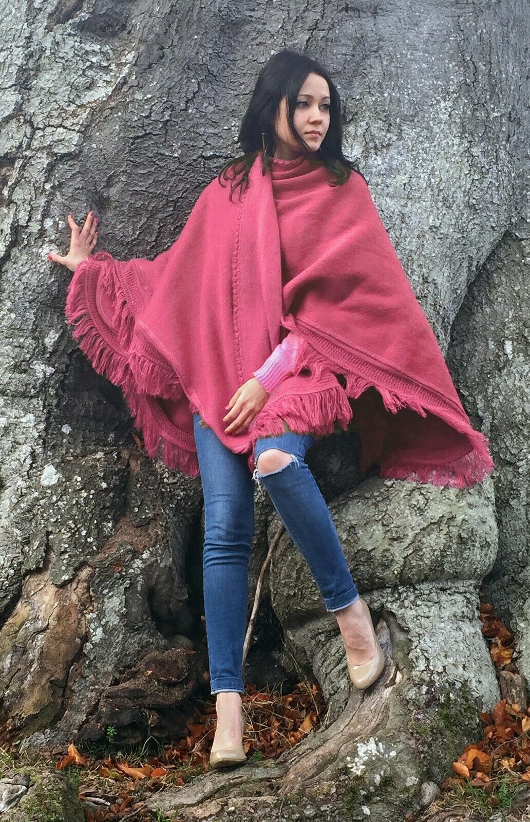 Cape Wrap Solid Alpaca Poncho - RoshelLuxe.com
