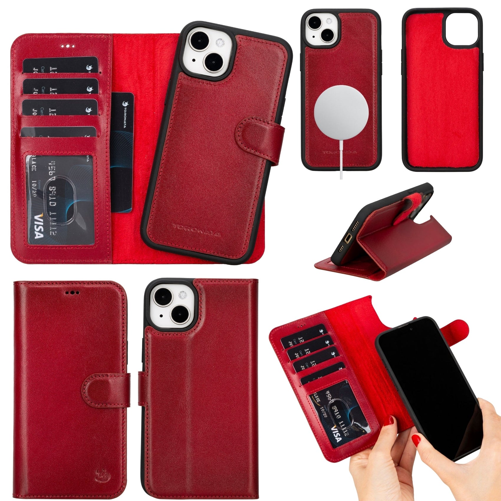 Casper Leather iPhone 15 Wallet Case | Detachable MagSafe Compatible RFID Protection - RoshelLuxe.com