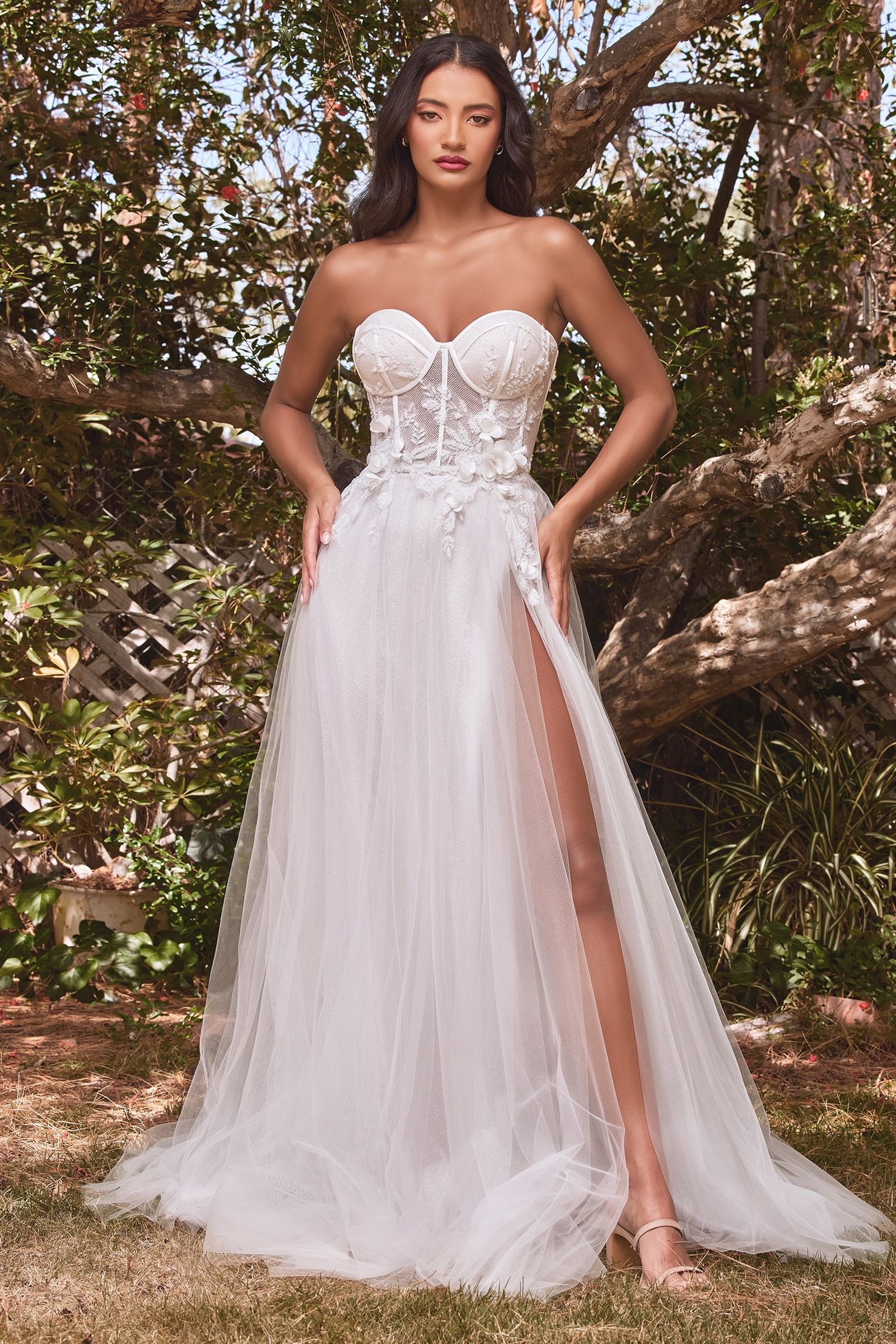 Strapless Floral Ball Gown - RoshelLuxe.com