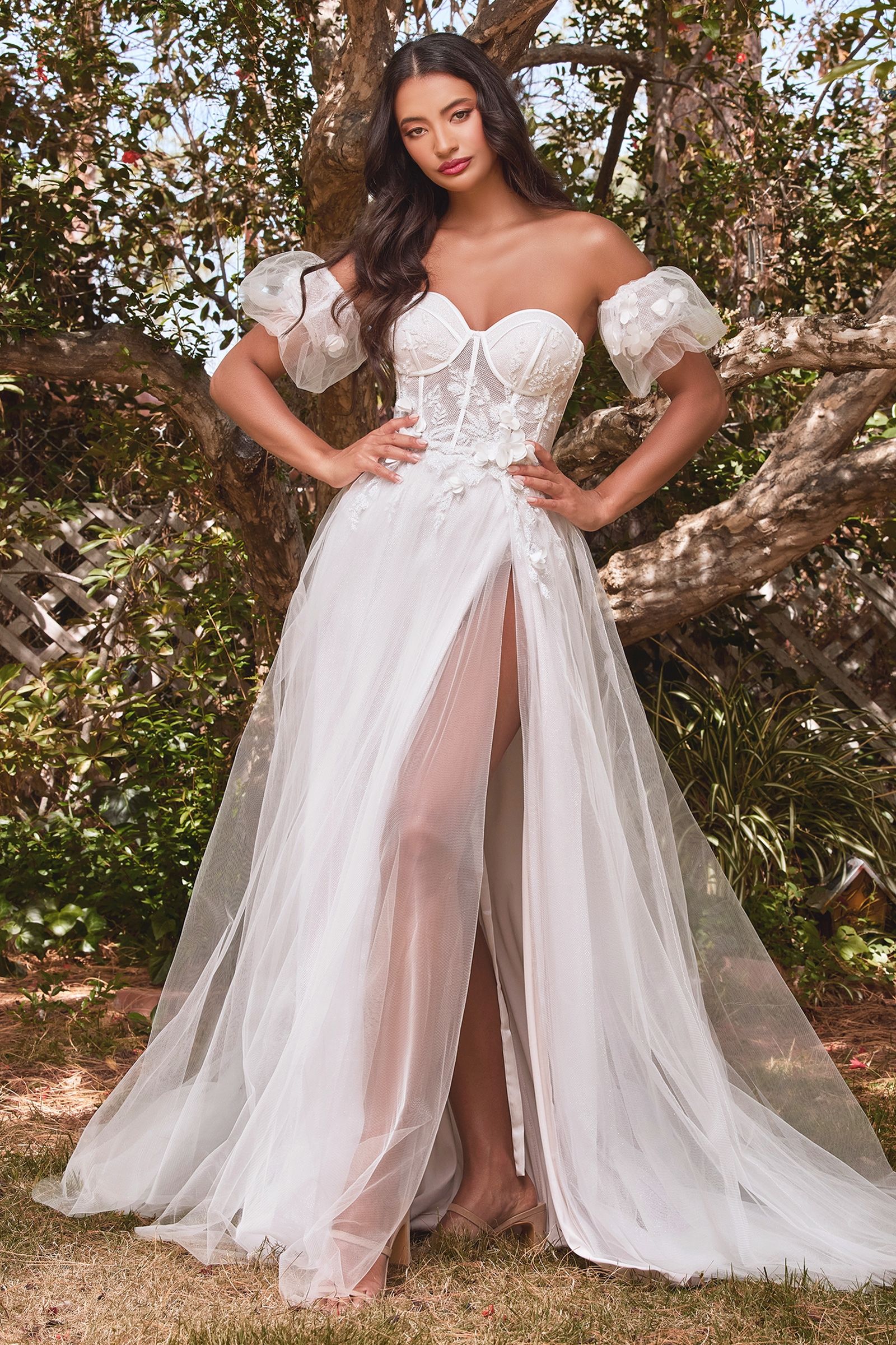 Strapless Floral Ball Gown - RoshelLuxe.com