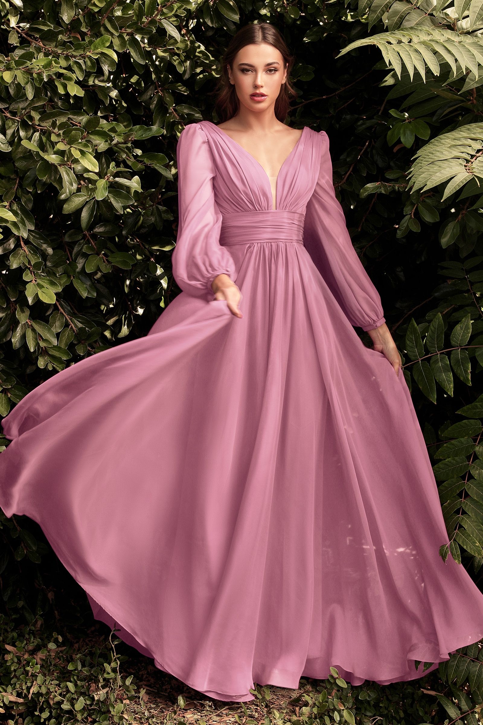 Long Sleeve Chiffon Dress - RoshelLuxe.com