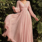 Long Sleeve Chiffon Dress - RoshelLuxe.com