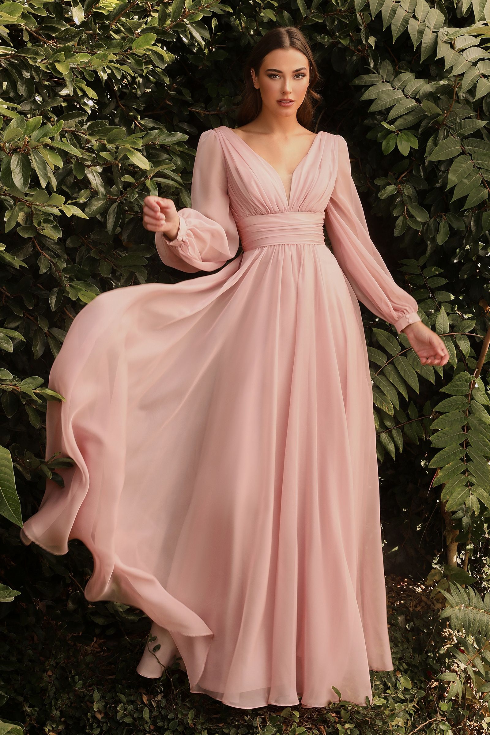 Long Sleeve Chiffon Dress - RoshelLuxe.com