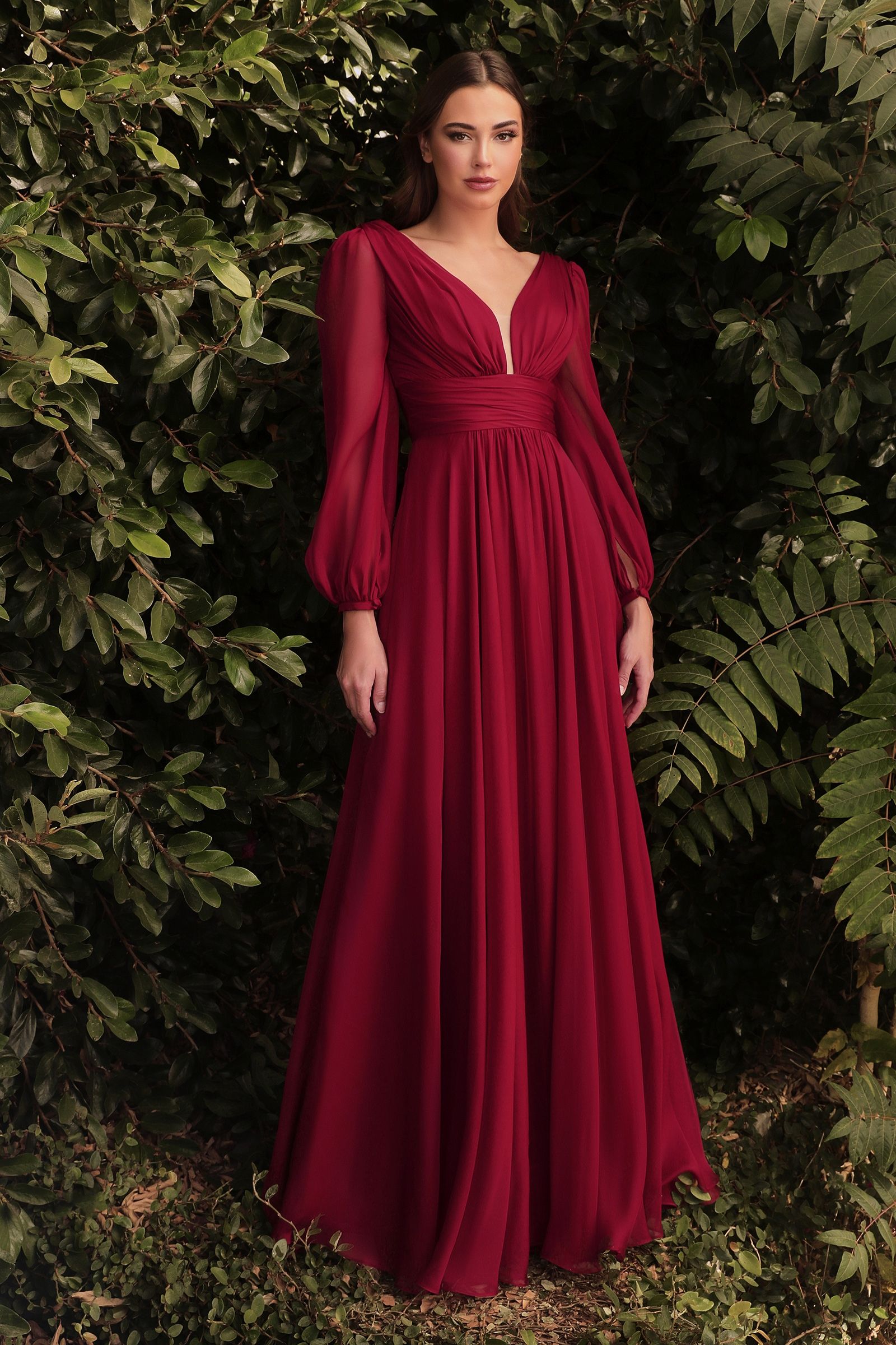 Long Sleeve Chiffon Dress - RoshelLuxe.com
