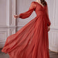 Long Sleeve Chiffon Dress - RoshelLuxe.com