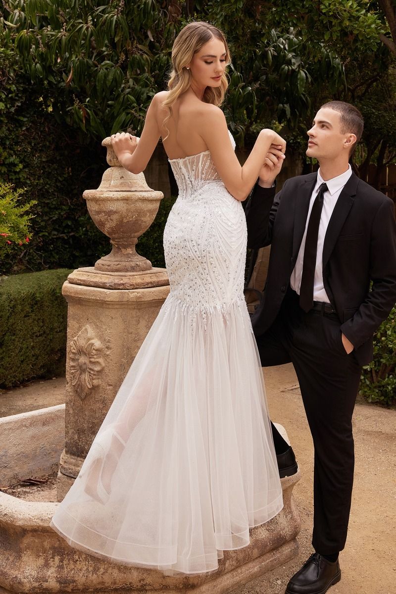 Beaded Mermaid Wedding Gown - RoshelLuxe.com