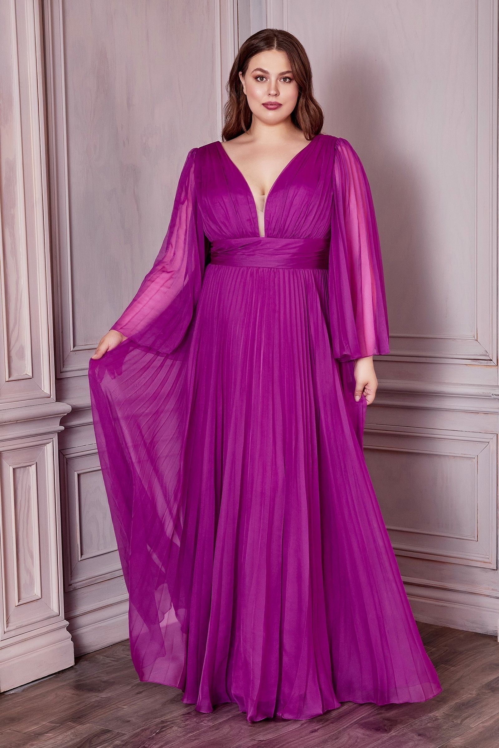 Long Sleeve Chiffon Gown - RoshelLuxe.com