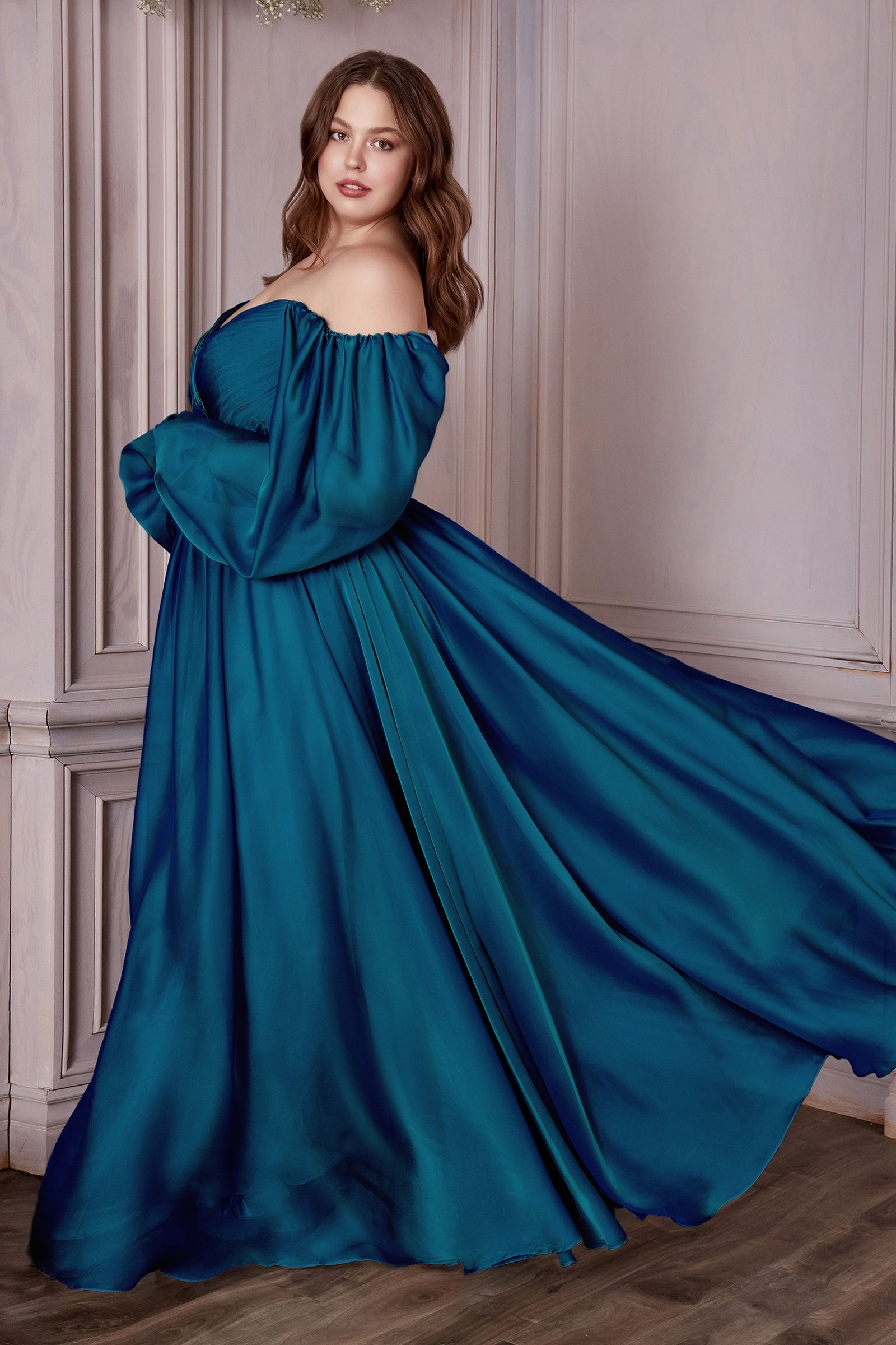 Long Sleeve A-Line Chiffon Dress - RoshelLuxe.com