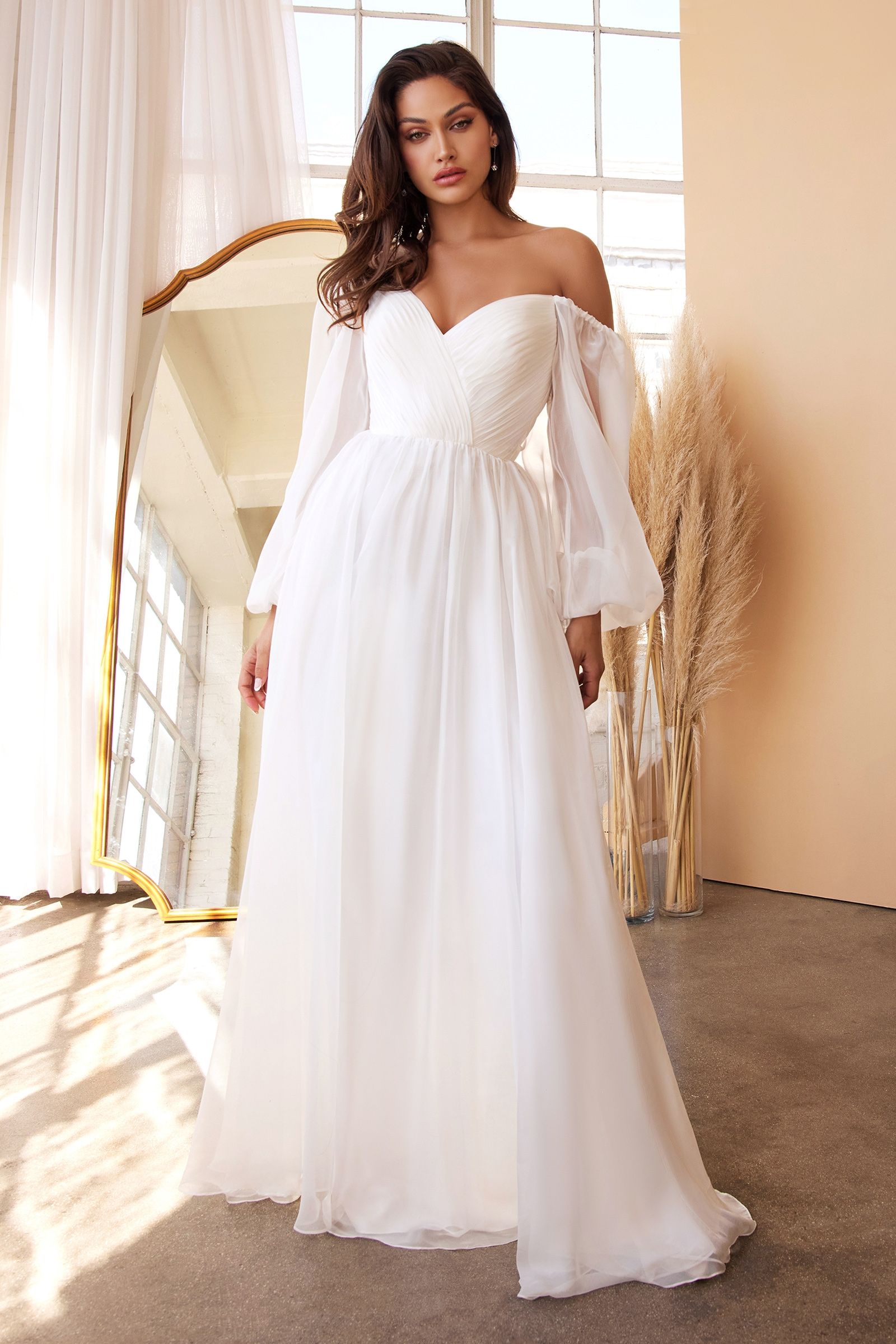 Sweetheart Sheer Sleeve Chiffon Dress - RoshelLuxe.com