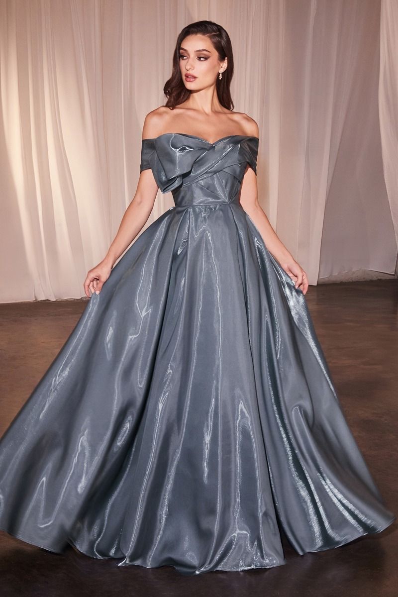 Luxurious Organza Off The Shoulder Ball Gown - RoshelLuxe.com