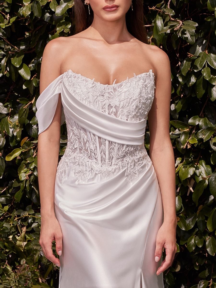 Lace Satin Fit & Flare Bridal Gown - RoshelLuxe.com
