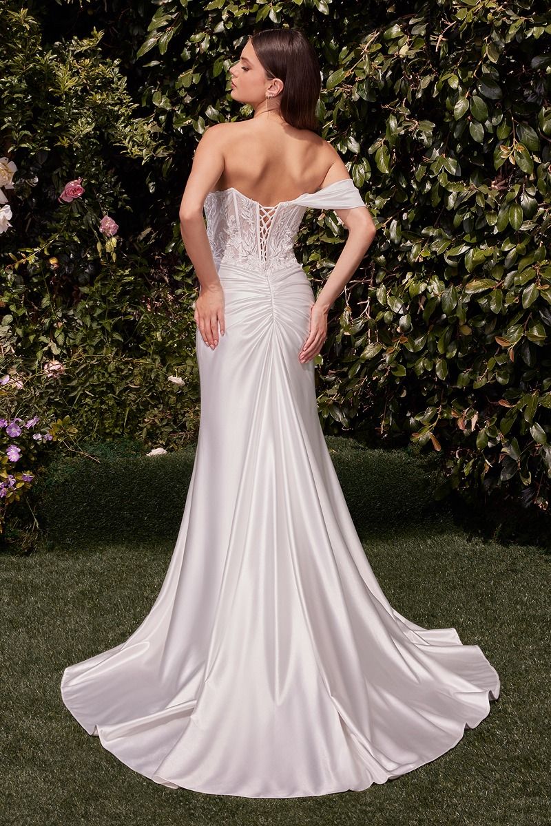Lace Satin Fit & Flare Bridal Gown - RoshelLuxe.com