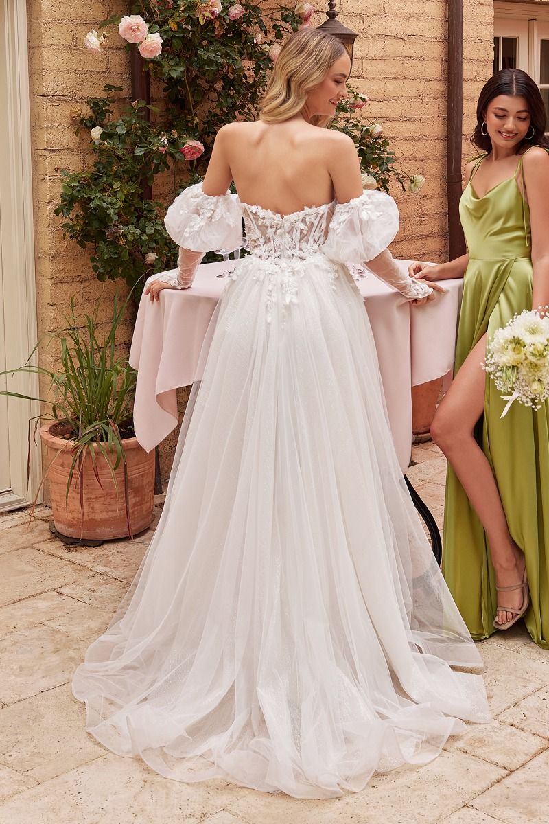 Strapless Ball Gown With Removable Sleeves - RoshelLuxe.com