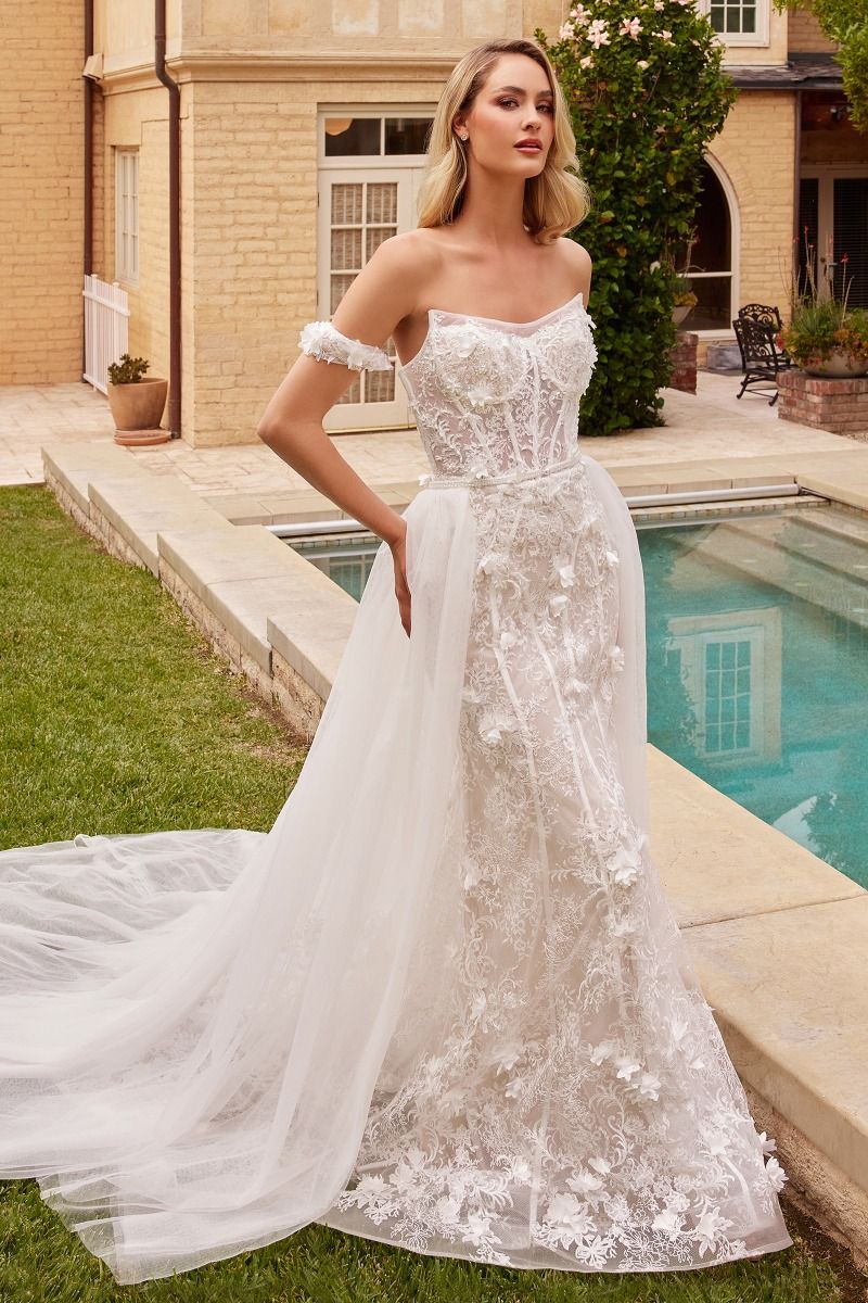 Fit & Flare Bridal Gown With Removable Skirt - RoshelLuxe.com