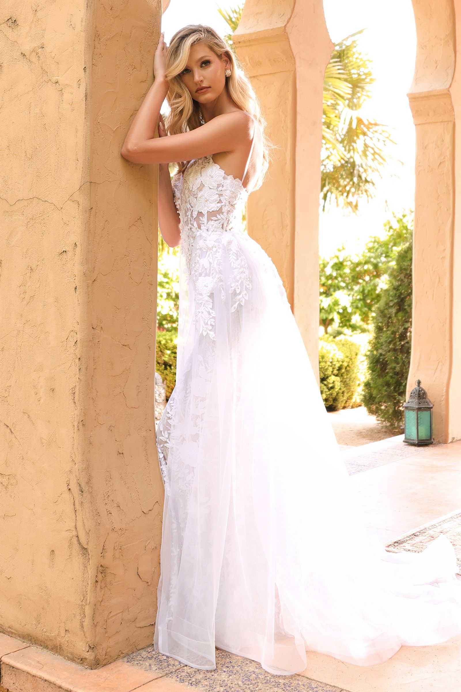 Lace Wedding Gown With Overskirt - RoshelLuxe.com