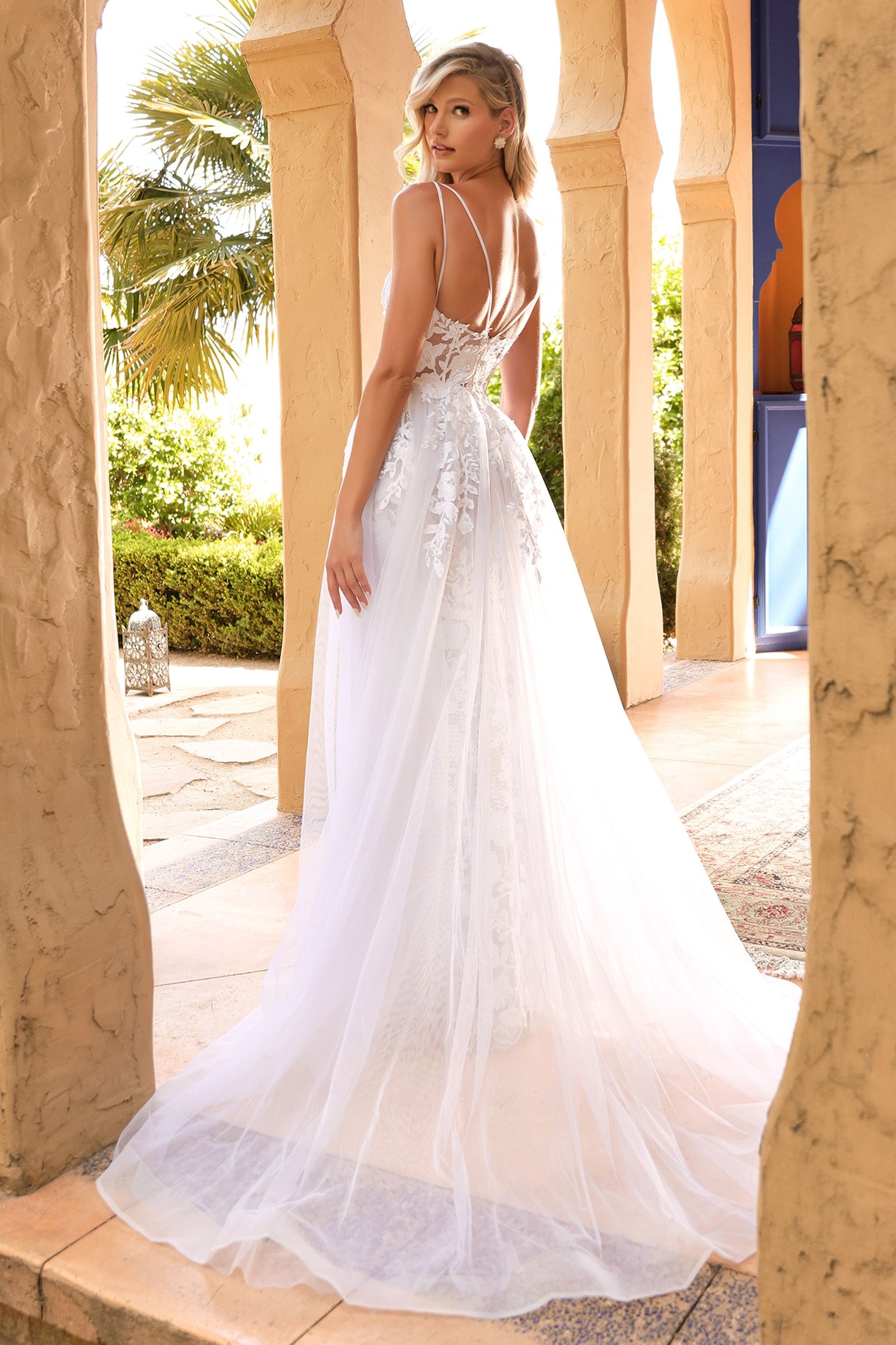 Lace Wedding Gown With Overskirt - RoshelLuxe.com