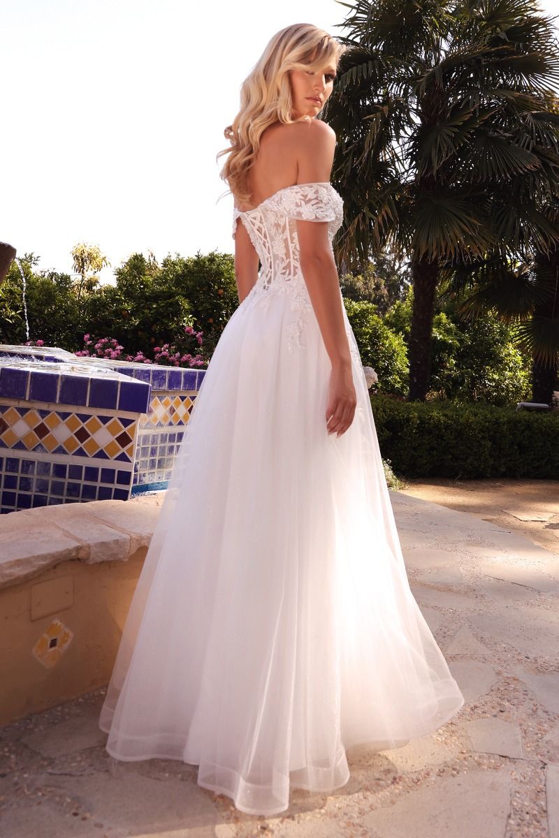 Lace Off The Shoulder Bridal Gown - RoshelLuxe.com