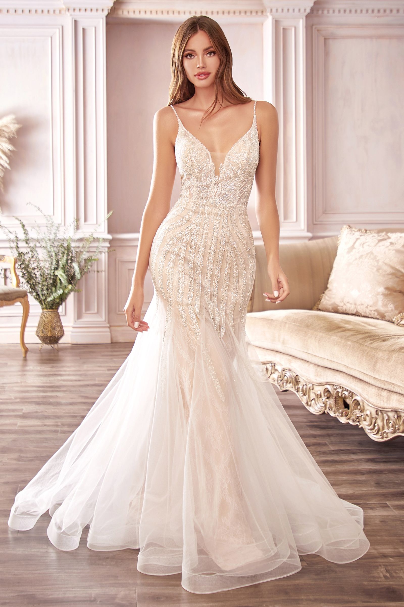 Beaded Mermaid Wedding Dress - RoshelLuxe.com