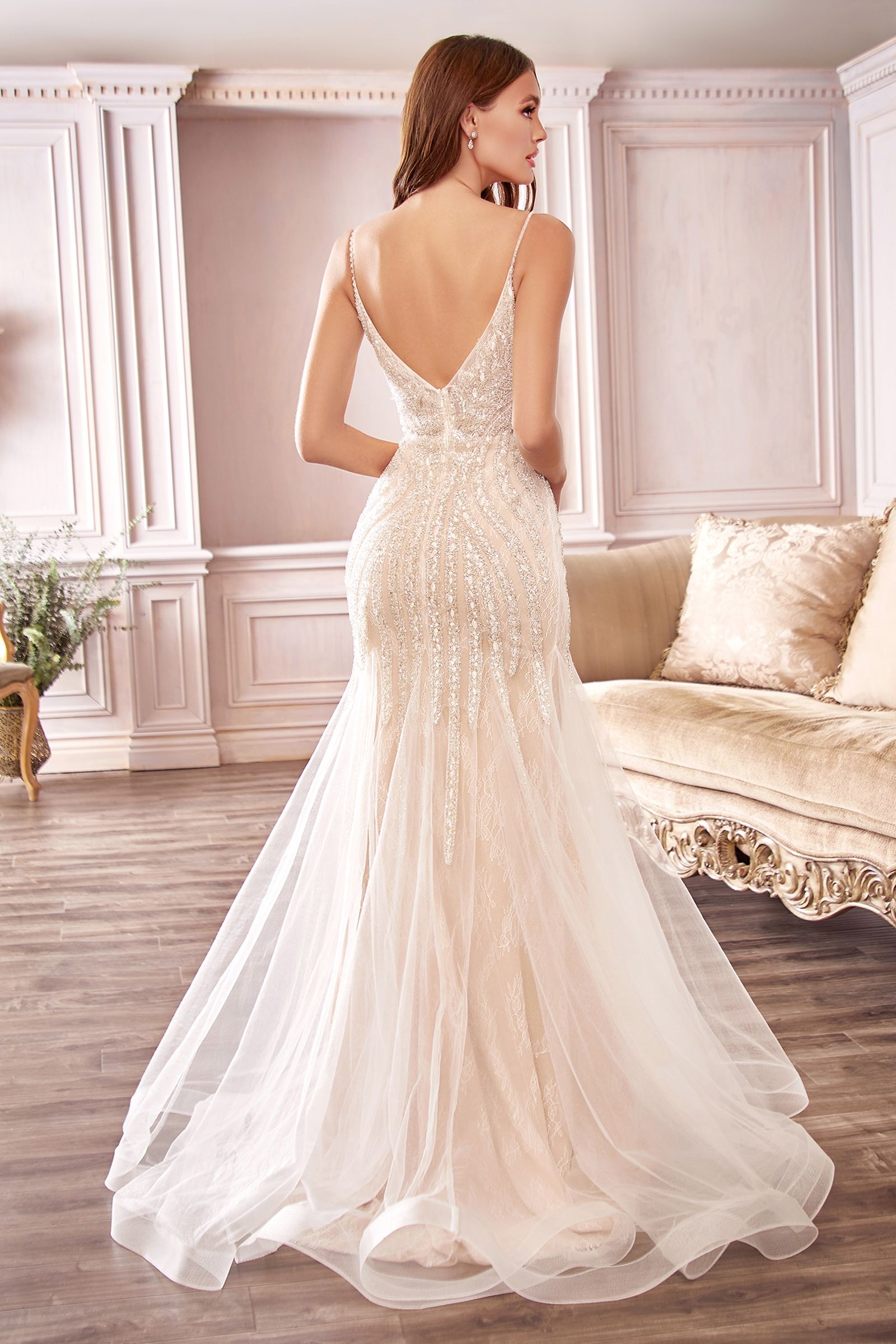 Beaded Mermaid Wedding Dress - RoshelLuxe.com