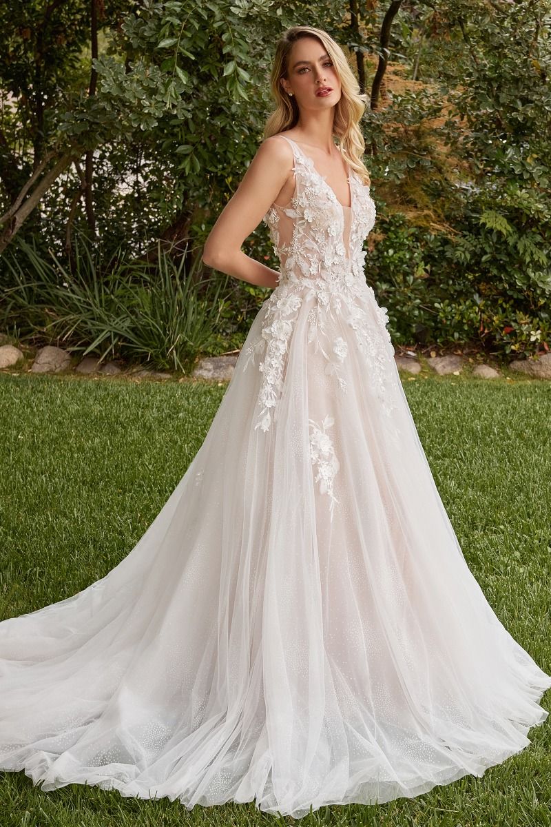 A-Line Wedding Gown With Removable Sleeves - RoshelLuxe.com