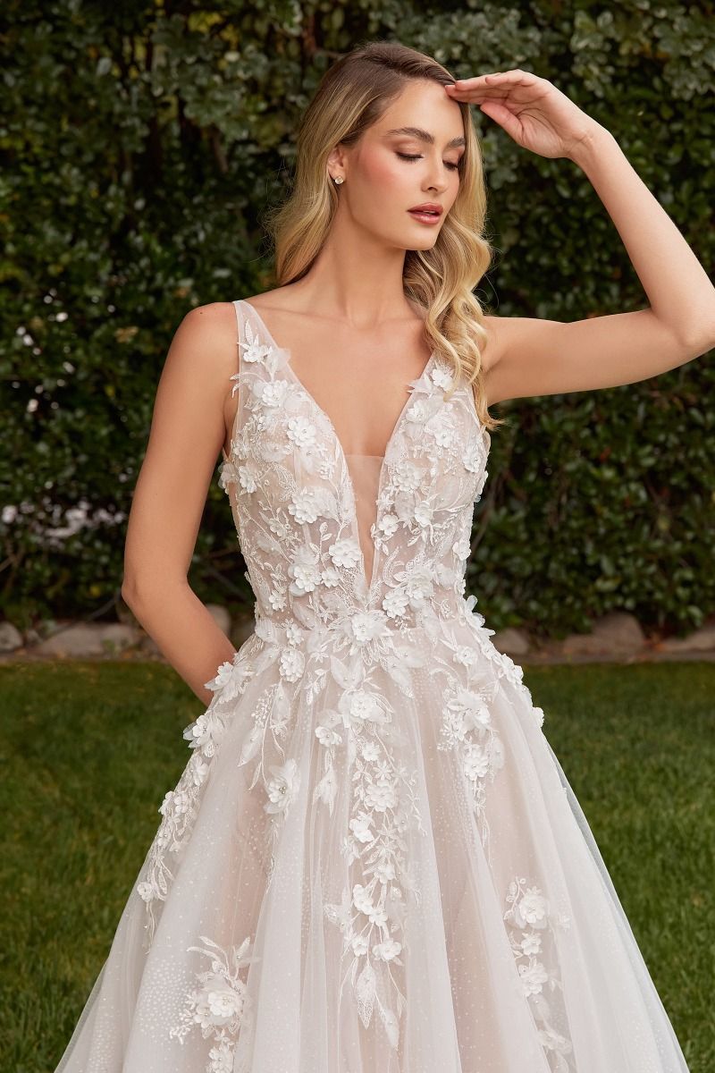 A-Line Wedding Gown With Removable Sleeves - RoshelLuxe.com