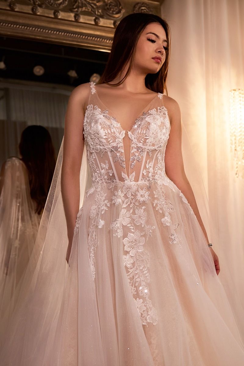 Layered Tulle & Lace Bridal Ball Gown - RoshelLuxe.com