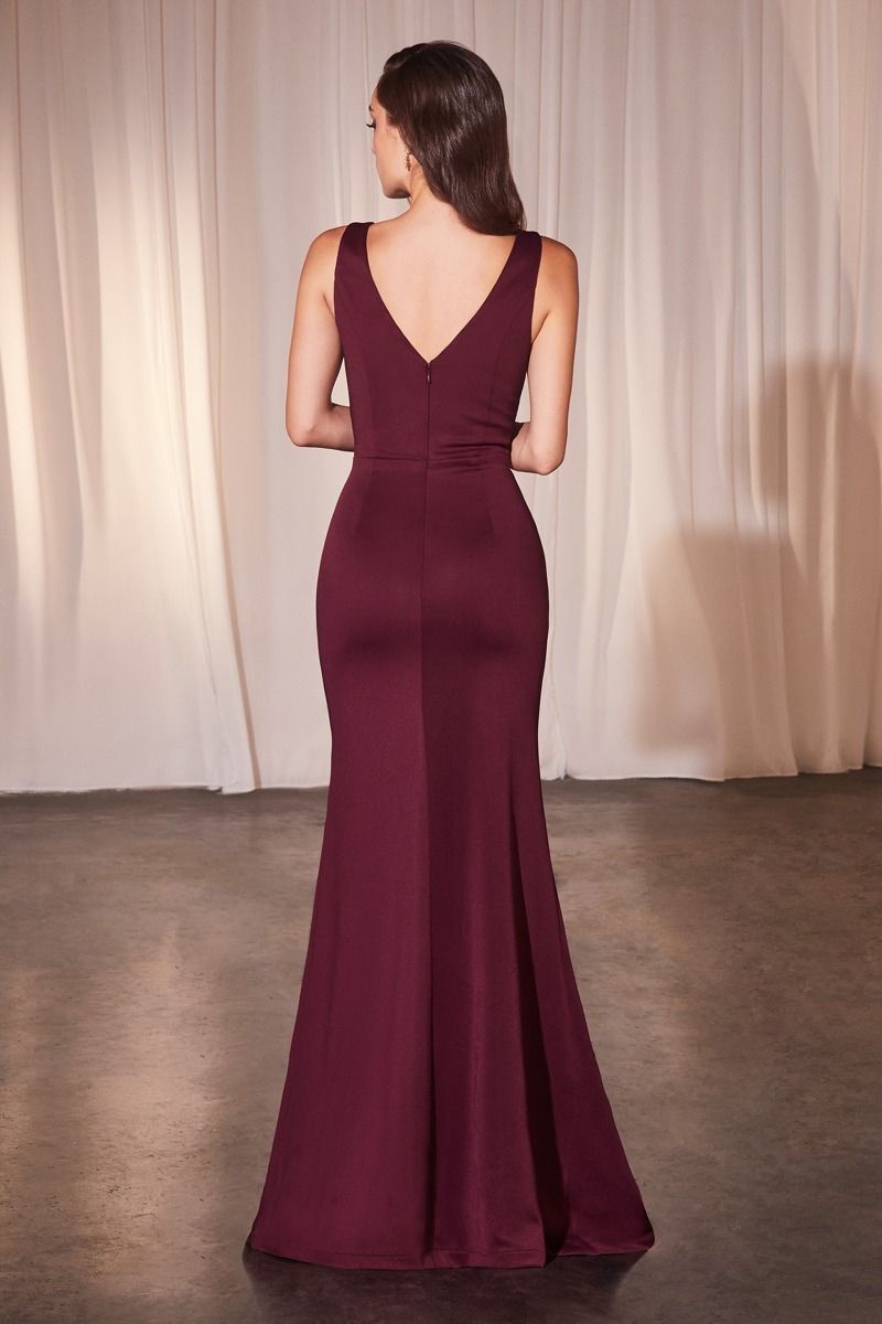 Fitted Neoprene Burgundy Dress - RoshelLuxe.com