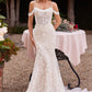 Of The Shoulder Fitted Lace Bridal Gown - RoshelLuxe.com