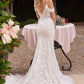 Of The Shoulder Fitted Lace Bridal Gown - RoshelLuxe.com