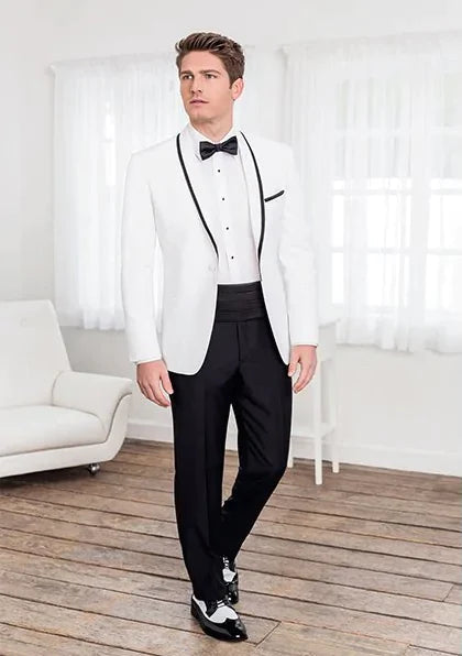 "Xavier" White Tuxedo Jacket - RoshelLuxe.com
