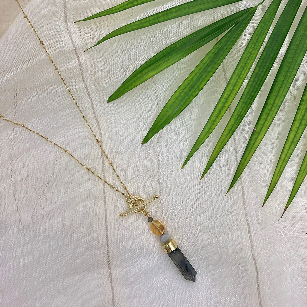 Labradorite Lariat Necklace - RoshelLuxe.com