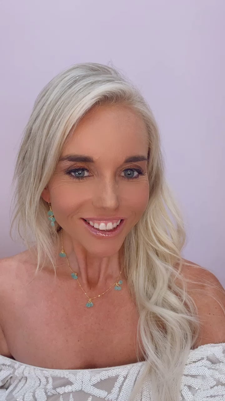 Chalcedony Gold Cluster Necklace - RoshelLuxe.com