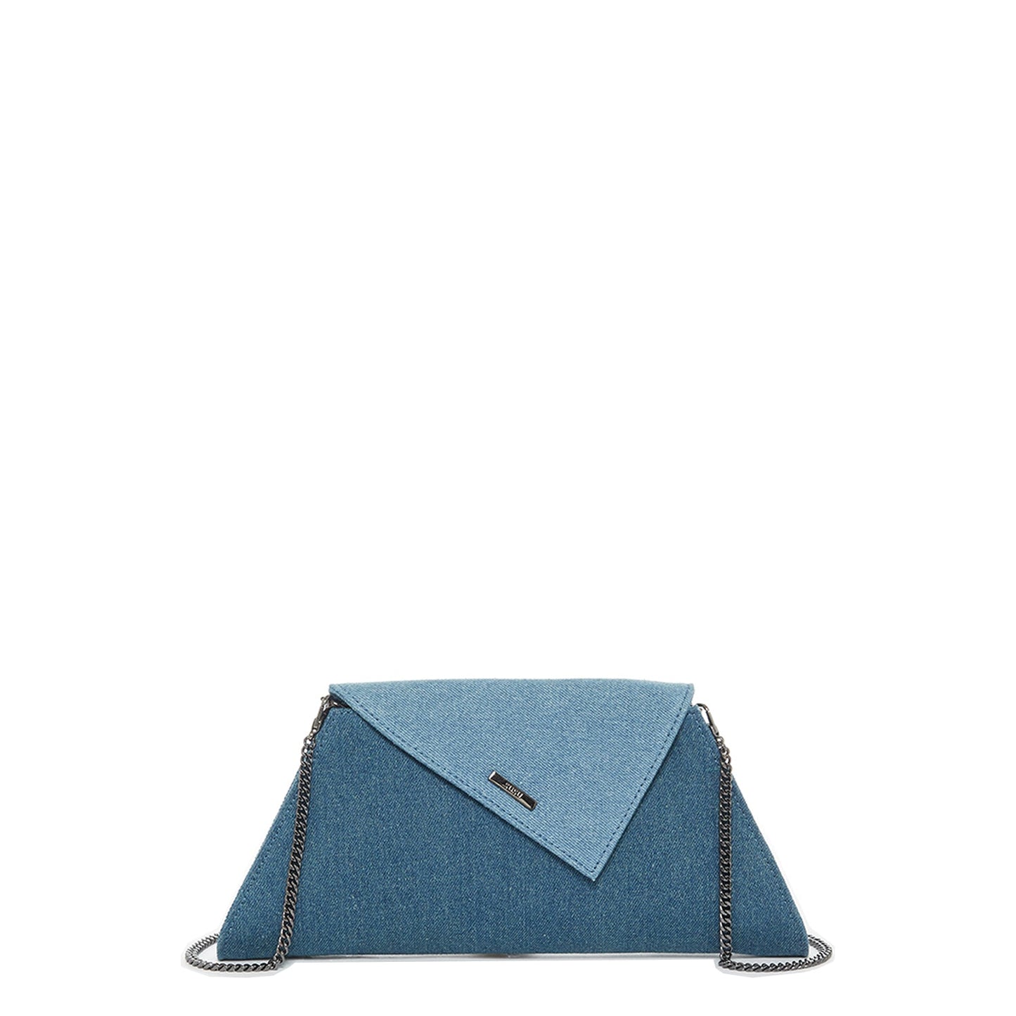 Denim Clutch Bag Two Tone Crossbody Evening Purse Unique Women's Handbag - RoshelLuxe.com