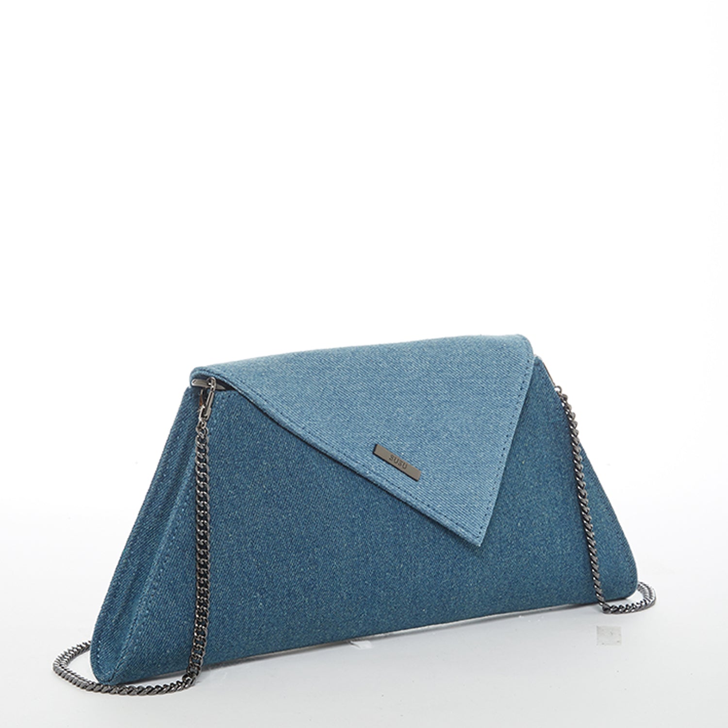 Denim Clutch Bag Two Tone Crossbody Evening Purse Unique Women's Handbag - RoshelLuxe.com