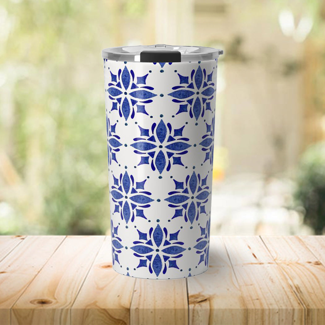 Dark Blue Tile Travel Mug - RoshelLuxe.com