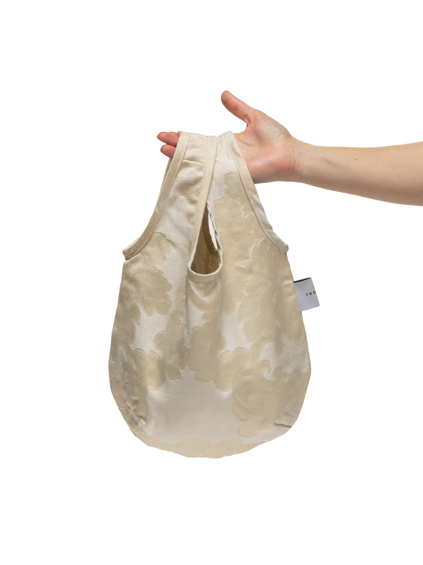 egg tote - vintage jacquard botanical cream - RoshelLuxe.com