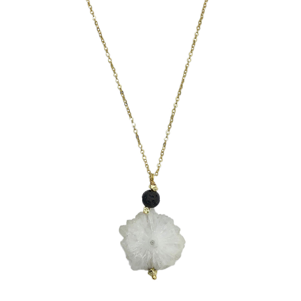 Solar Quartz Lava Necklace - RoshelLuxe.com
