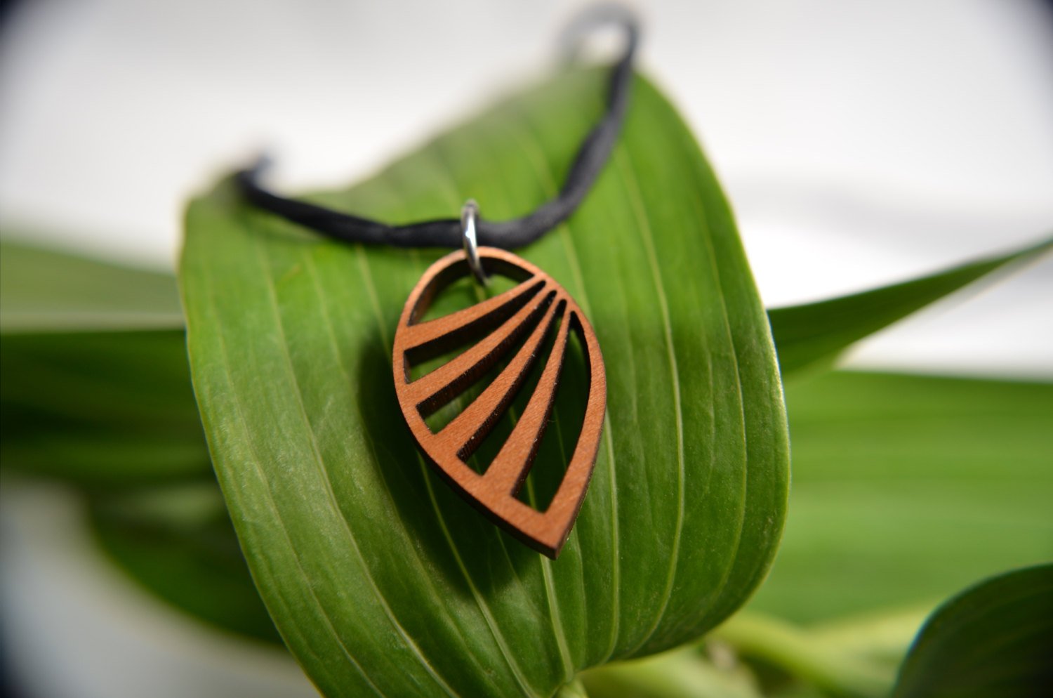 Wing Pendant in cherry on leather cord - RoshelLuxe.com