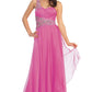 One Shoulder Jewel Embellished Chiffon Long Dress - RoshelLuxe.com