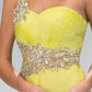 One Shoulder Jewel Embellished Chiffon Long Dress - RoshelLuxe.com