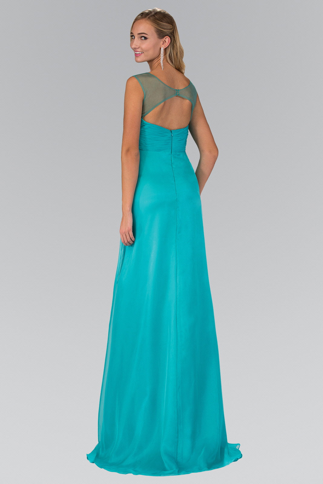 Pleated Long Dress with Side Slit and Jewel Detailing - RoshelLuxe.com
