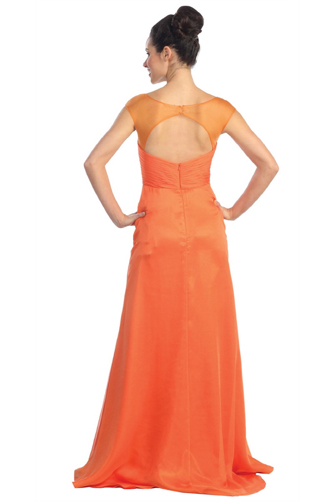 Pleated Long Dress with Side Slit and Jewel Detailing - RoshelLuxe.com