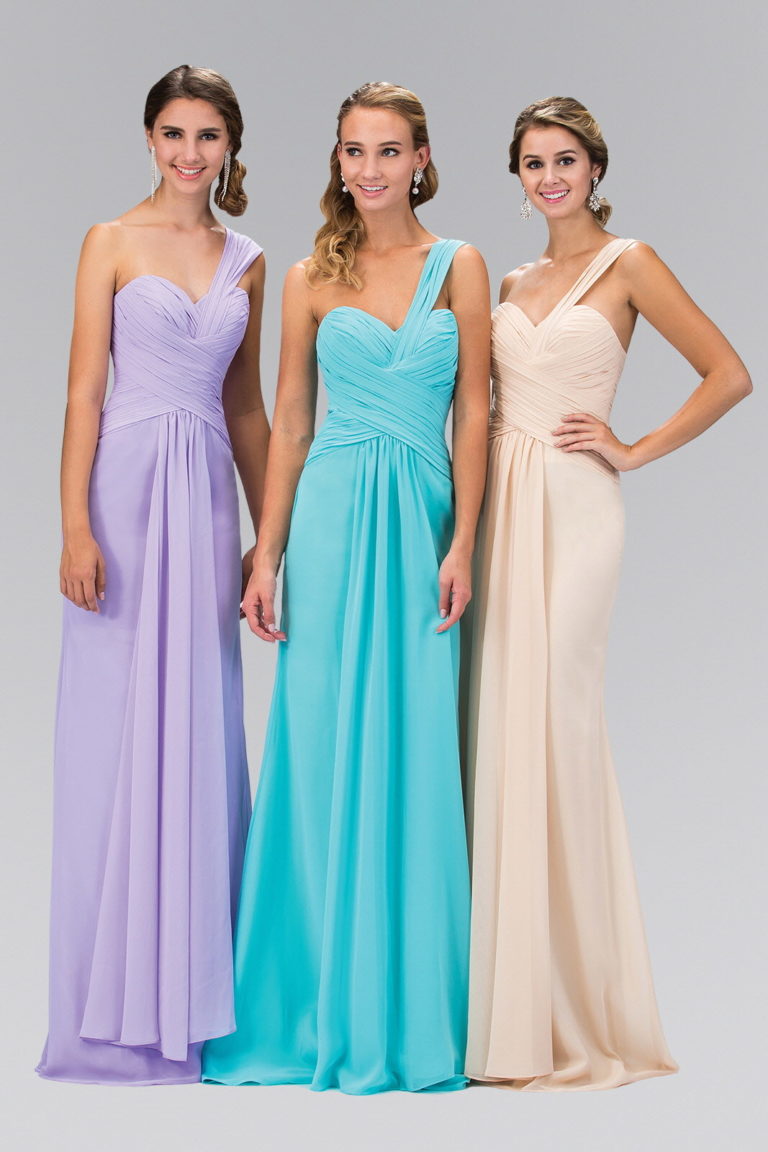 One Shoulder Ruched Long Dress with Sweetheart Neckline - RoshelLuxe.com