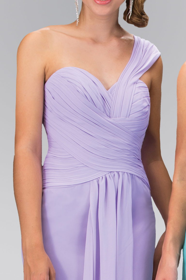 One Shoulder Ruched Long Dress with Sweetheart Neckline - RoshelLuxe.com
