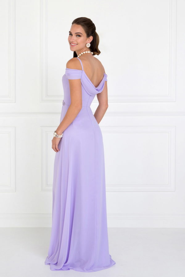 Chiffon Ruched A-Line Long Dress - RoshelLuxe.com
