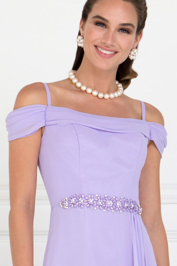 Chiffon Ruched A-Line Long Dress - RoshelLuxe.com