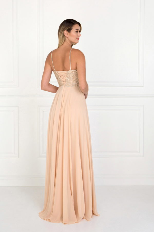 Chiffon Sweetheart A-Ling Long Dress with Jewels Embellished - RoshelLuxe.com