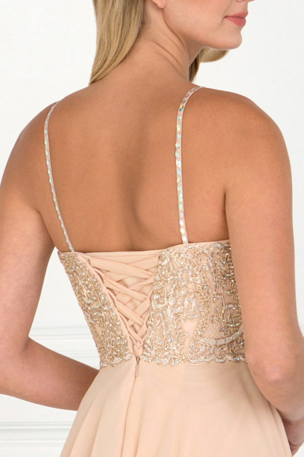 Chiffon Sweetheart A-Ling Long Dress with Jewels Embellished - RoshelLuxe.com